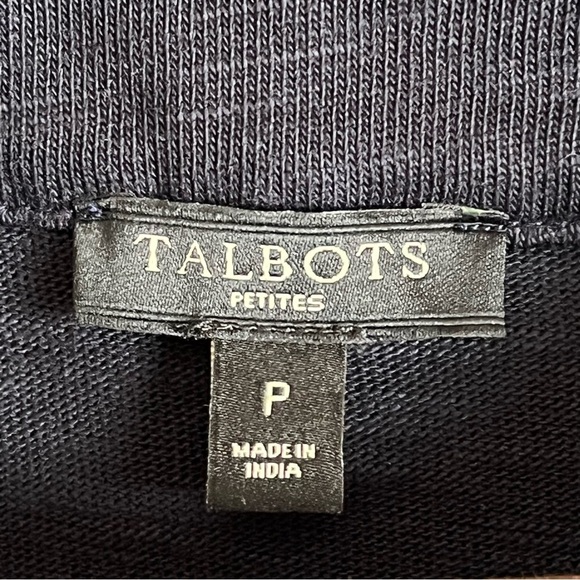 Talbots Embroidered Trim Cotton Navy & White Shift Dress - Picture 7 of 10